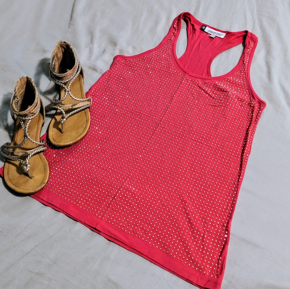 3/$20 Gold Studded Coral Tank